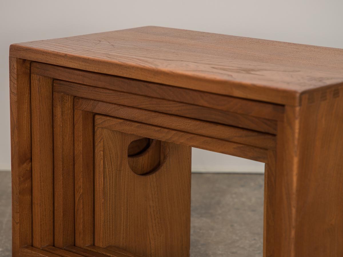 20th Century Modernist Crafted Oak Nesting Tables