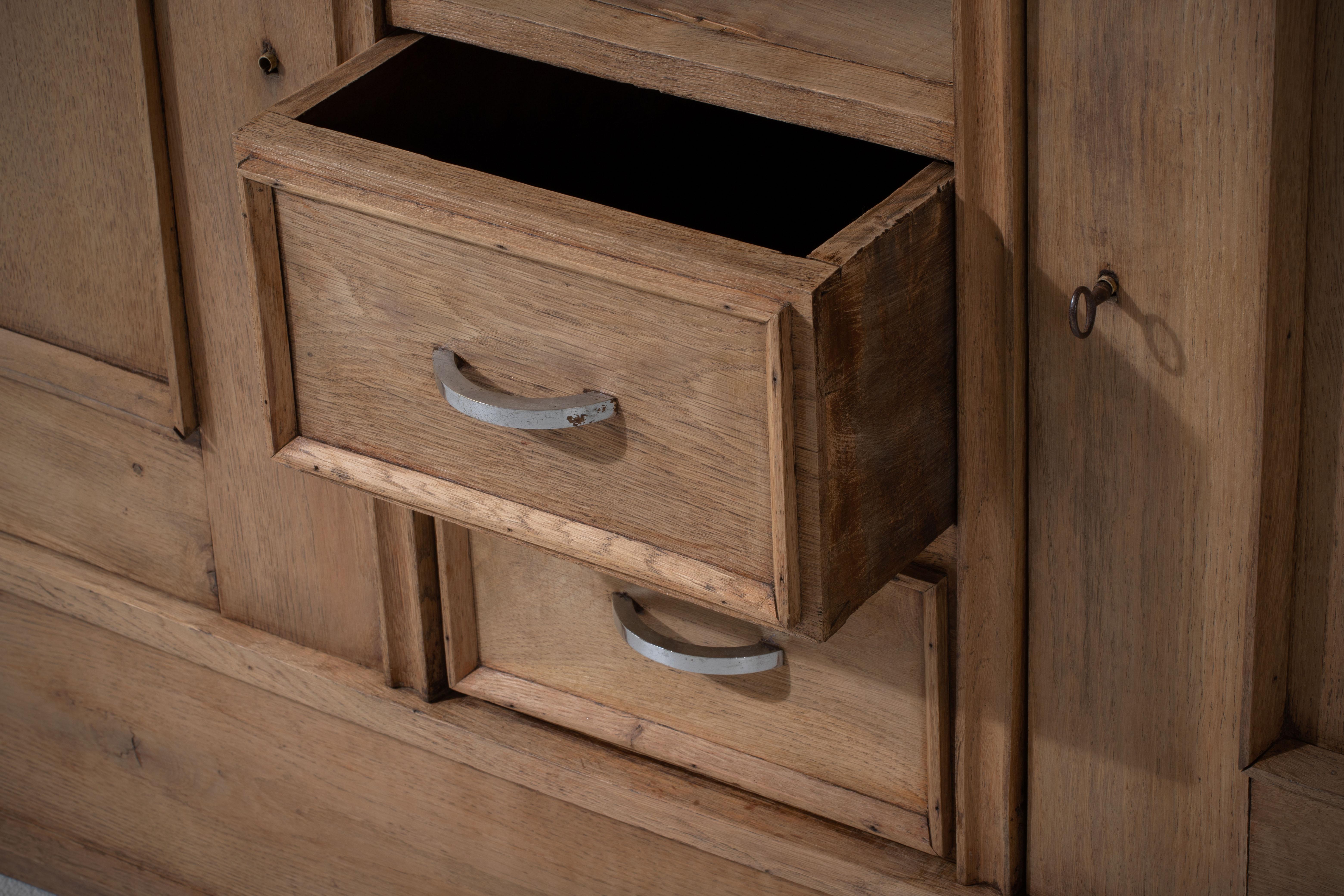 French Modernist Credenza, Oak, France, 1940s