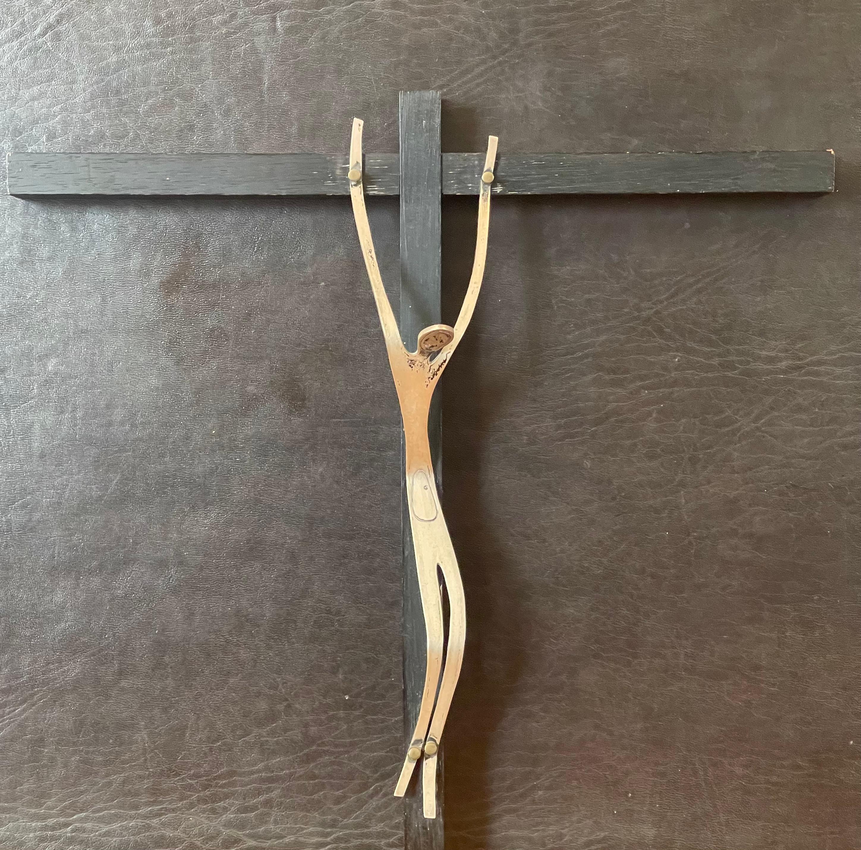 Modernist Crucifix / Cross by Talleres Monastico  In Good Condition In San Diego, CA