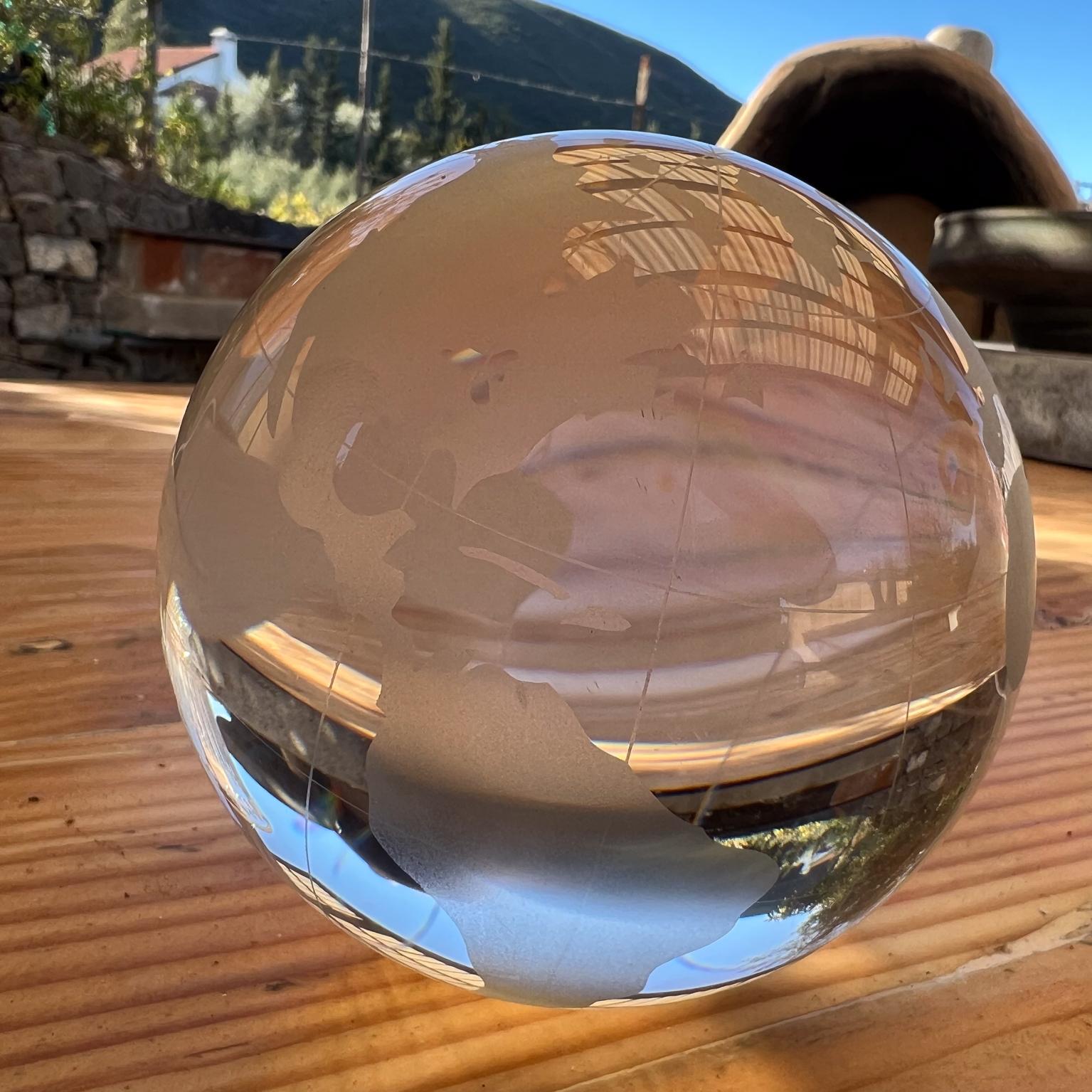 Modernist Crystal Art Glass World Ball Healing Sphere For Sale 2