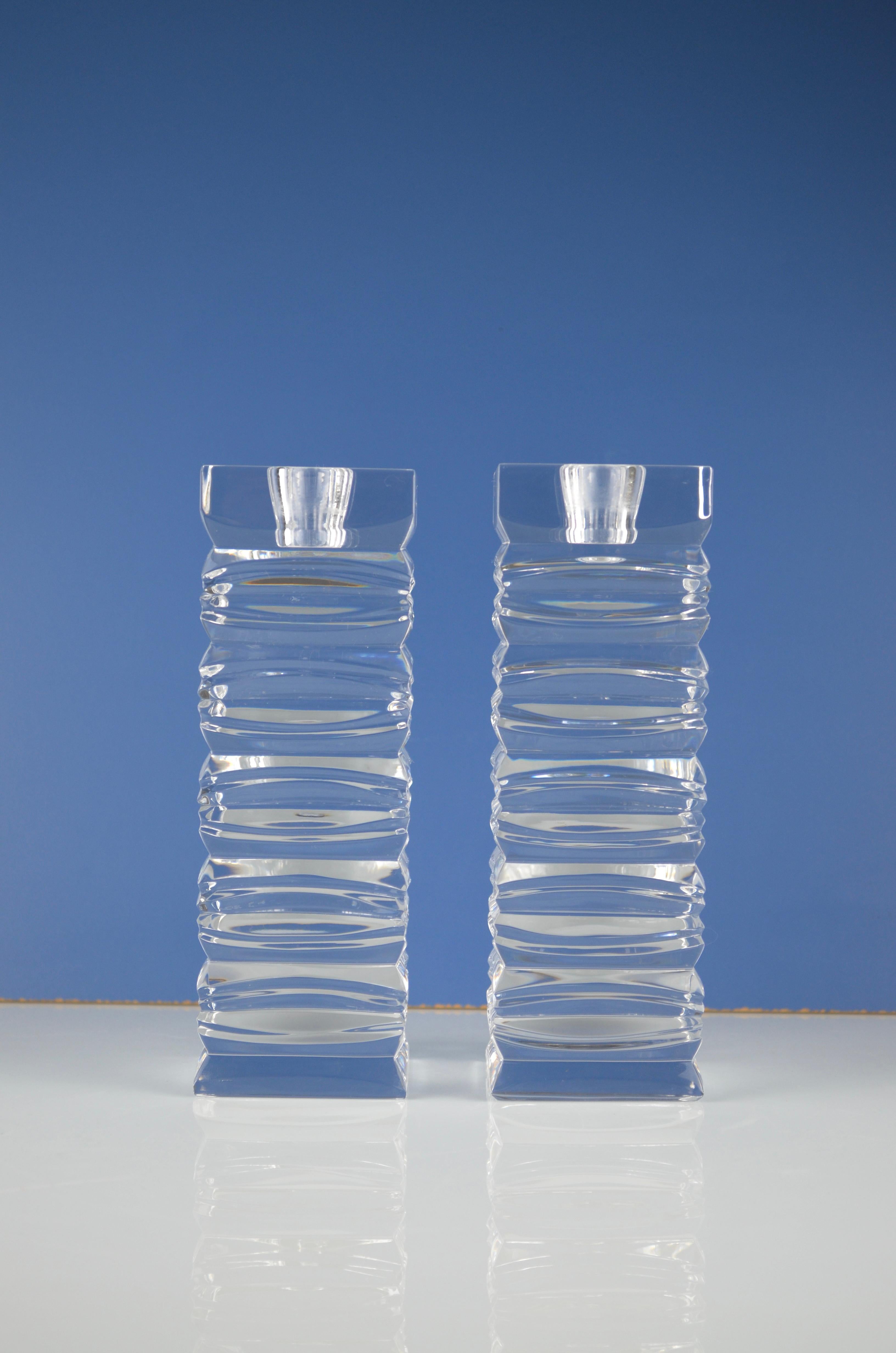 Modernist Crystal Candleholders, Set of 2 For Sale 4