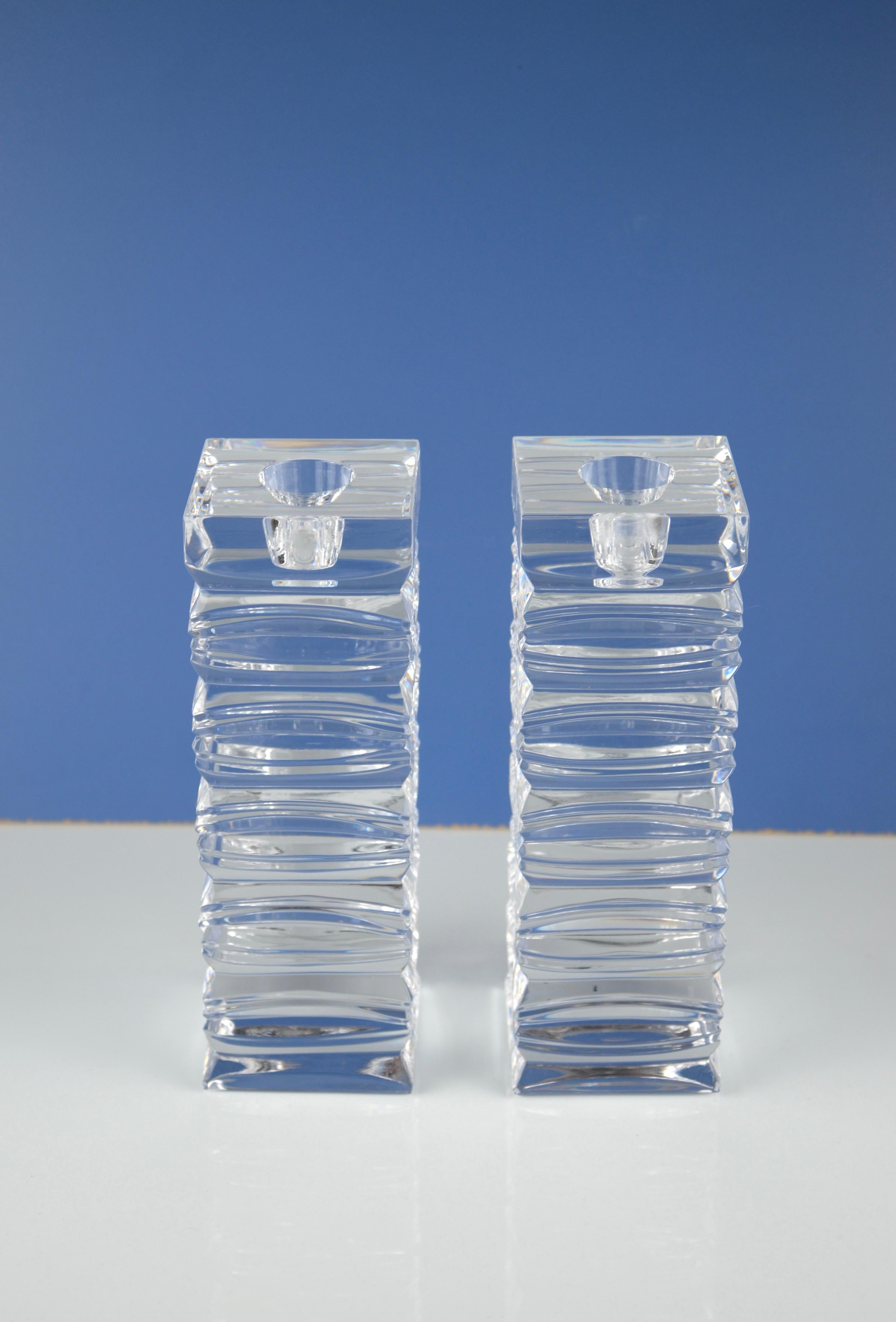 Mid-Century Modern Modernist Crystal Candleholders, Set of 2 For Sale