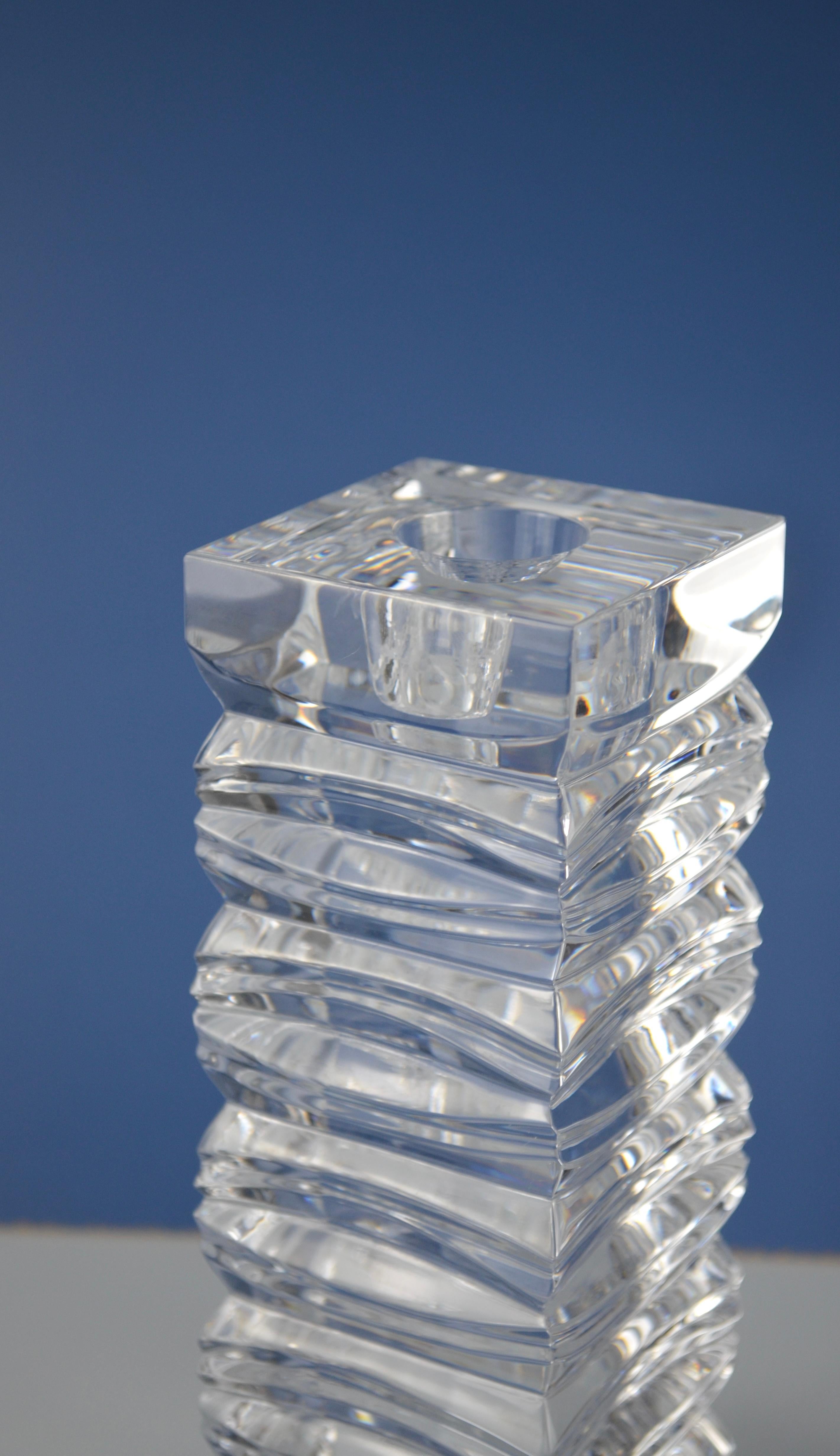 Modernist Crystal Candleholders, Set of 2 In Excellent Condition For Sale In Marinha Grande, PT
