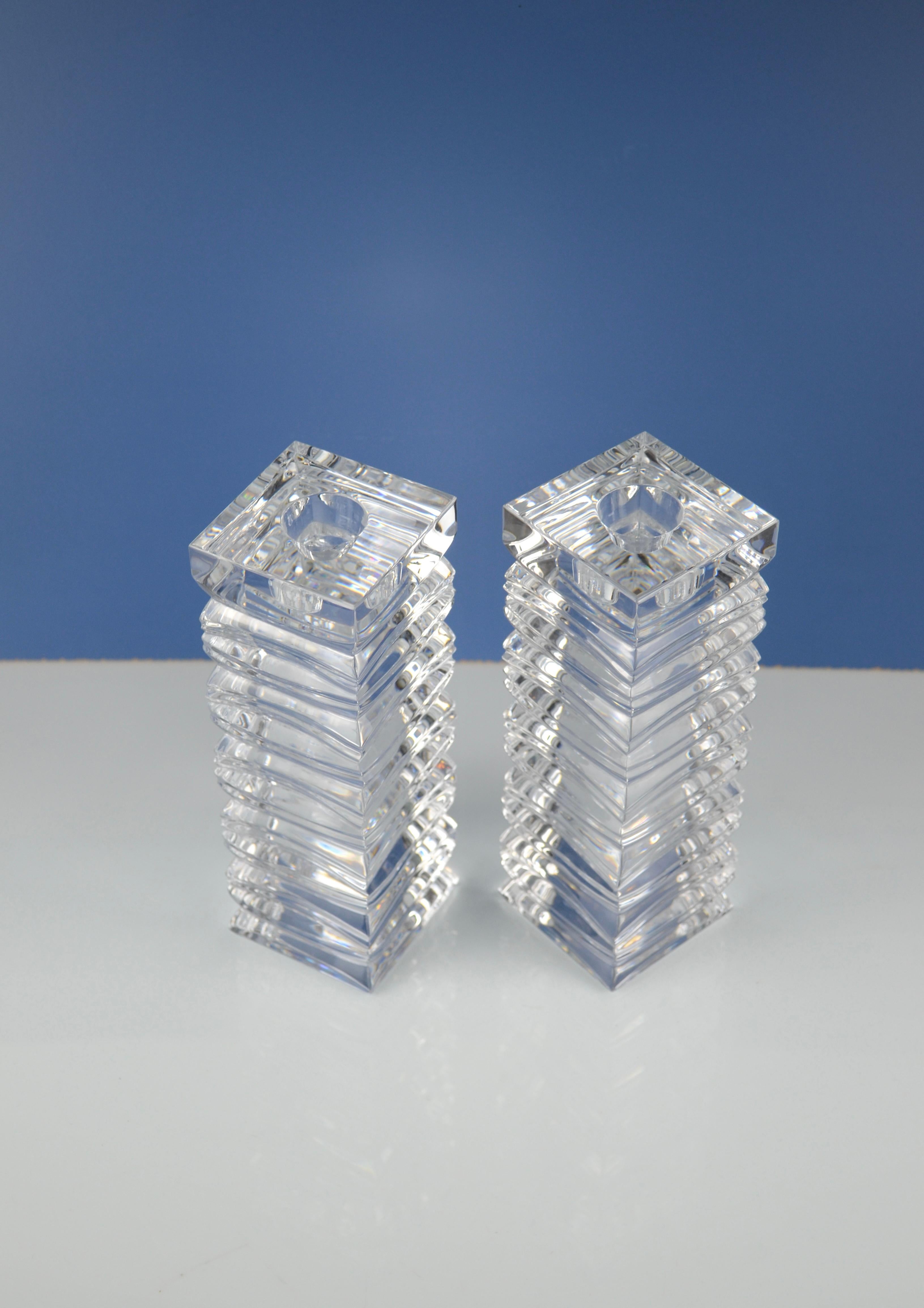 Modernistische Kristall-Kerzenhalter, 2er-Set im Angebot 1