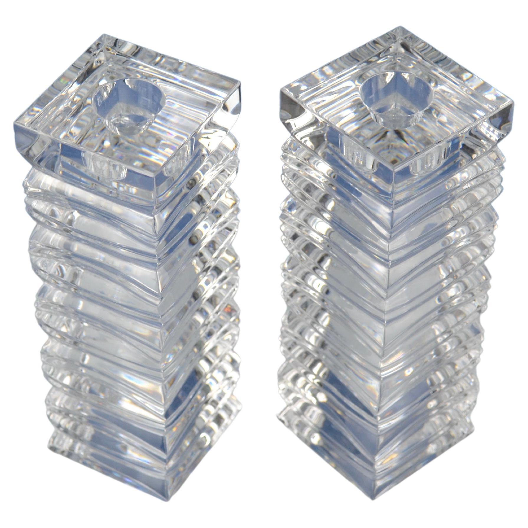 Pair of Swarovski Crystal Two-Tier Pin Candleholders For Sale at 1stDibs