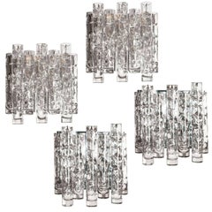 Vintage Modernist Crystal Tube Sconces