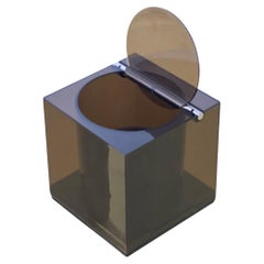Modernist cube plexy fumè Cini & Nils Ice Bucket Italian 1970's home accessory