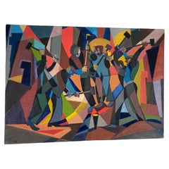 Modernist Cubist Abstract Oil on Canvas Painting by William Sharp