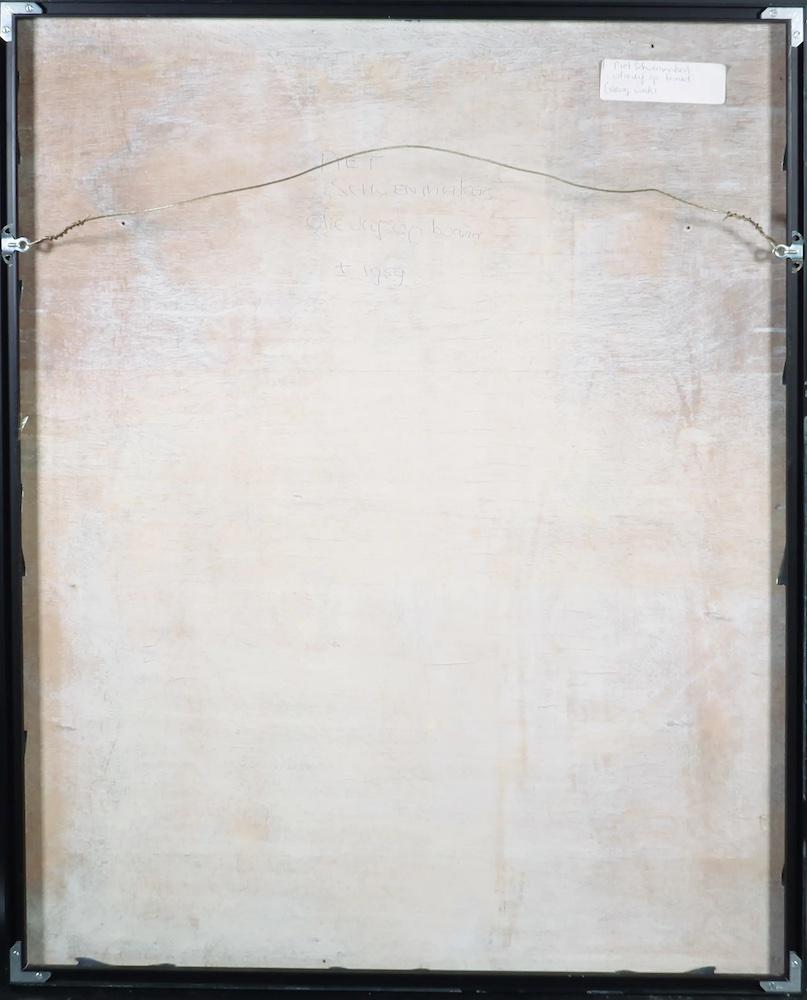 Modernistisches kubistisches Öl auf Leinwand von Piet Schoenmakers, Holländer 1950er Jahre, signiert (Handbemalt) im Angebot