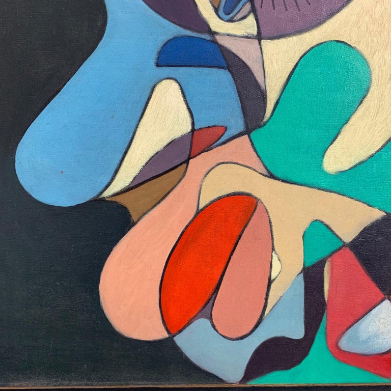 Mid-Century Modern Modernist Cubist Painting Titled 