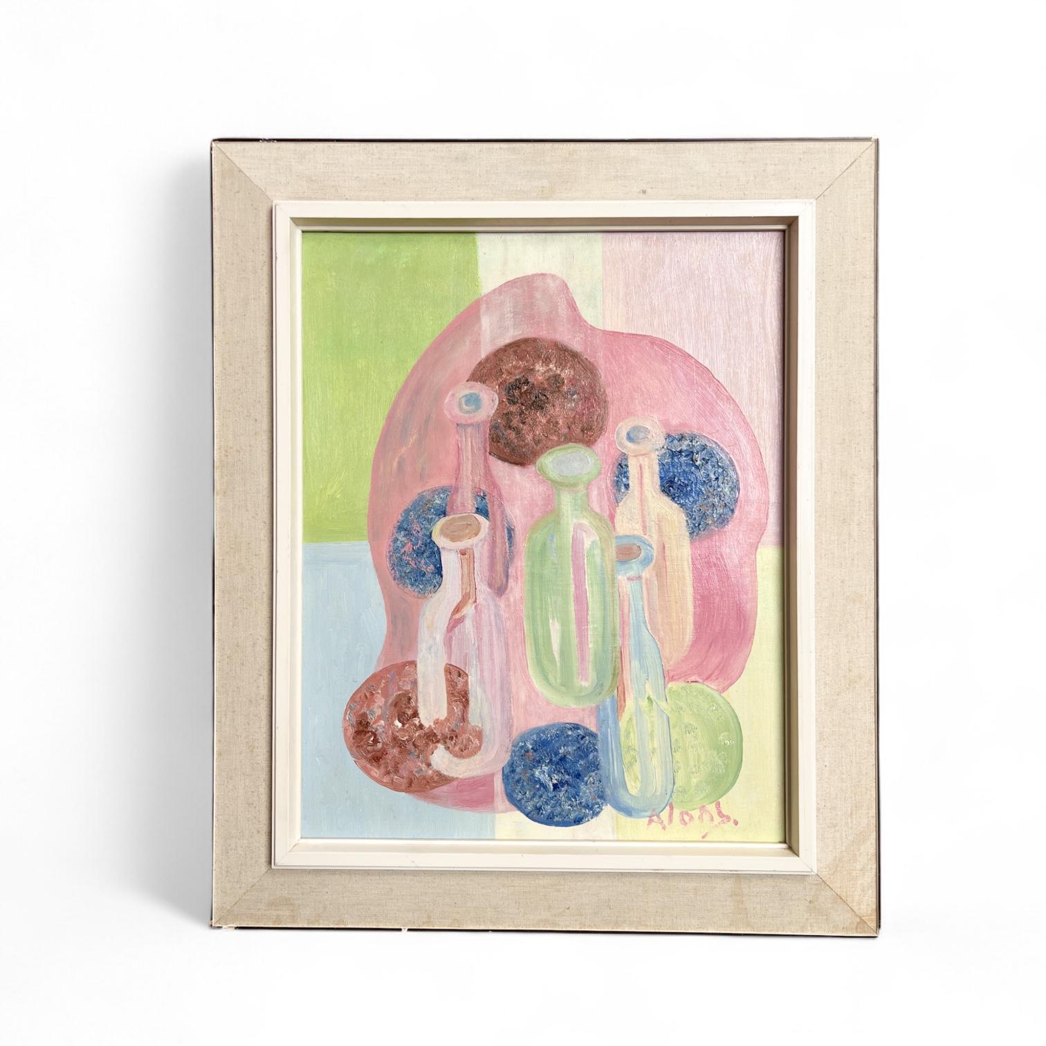 Modernistisches kubistisches Stilleben Öl auf Leinwand von Cor Alons, Niederländer 1950er Jahre, signiert (Niederländisch) im Angebot