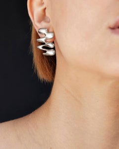Contemporary Wiggle Earrings in Recycled Silver