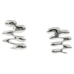 Contemporary Wiggle Earrings in Recycled Silver 