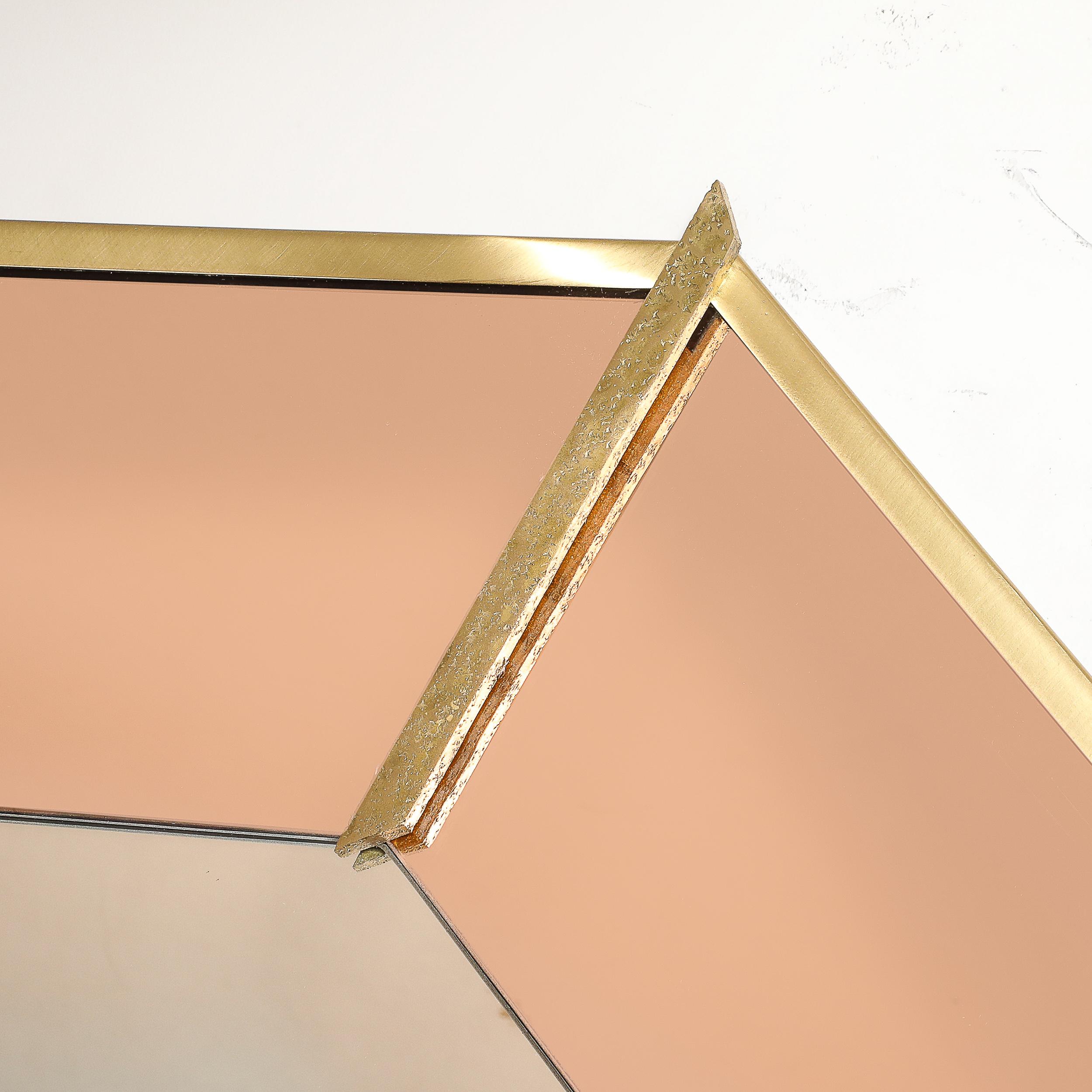 Modernist Custom by High Style Deco Achteckiger Bronzespiegel mit Umrandung und Segmenten (Moderne) im Angebot