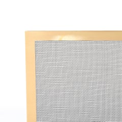 Modernist Custom Fire Screen in Brushed Brass w/ Iron Mesh Grill