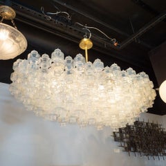 Modernist Custom Oblong Barbell Chandelier in Opalescent Hand Blown Murano Glass