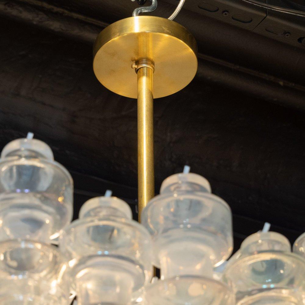 Modernist Custom Oblong Barbell Chandelier in Opalescent Hand Blown Murano Glass In New Condition For Sale In New York, NY