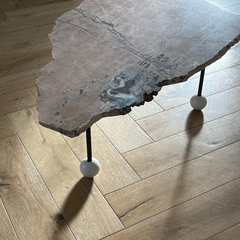 Modernist Custom Pink Marble Cocktail Table at 1stDibs