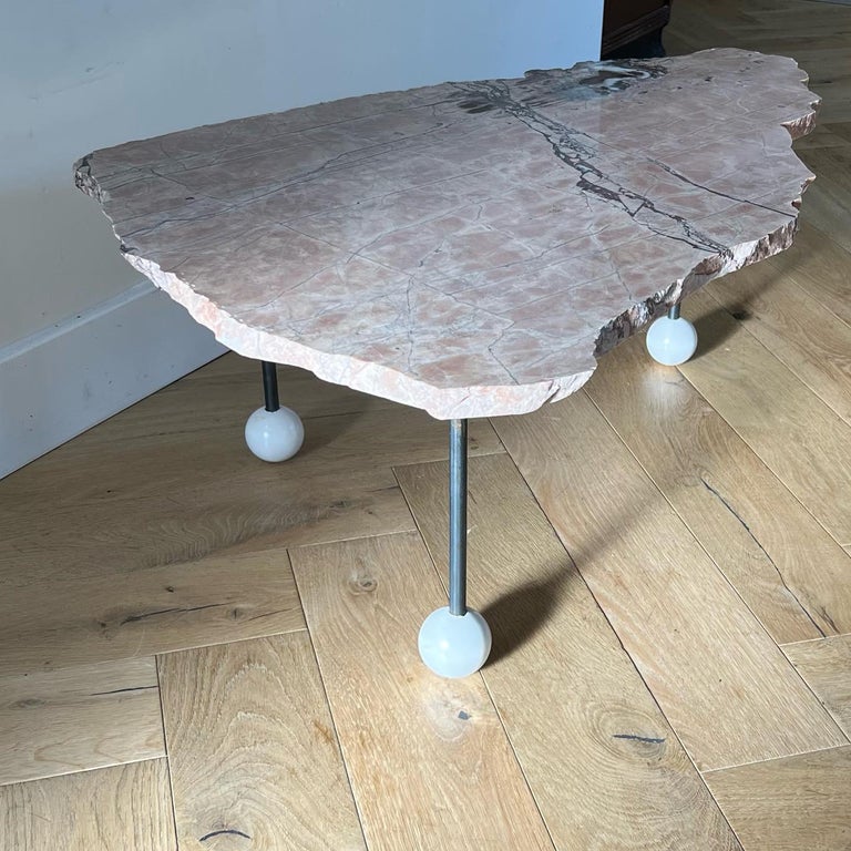 Modernist Custom Pink Marble Cocktail Table at 1stDibs