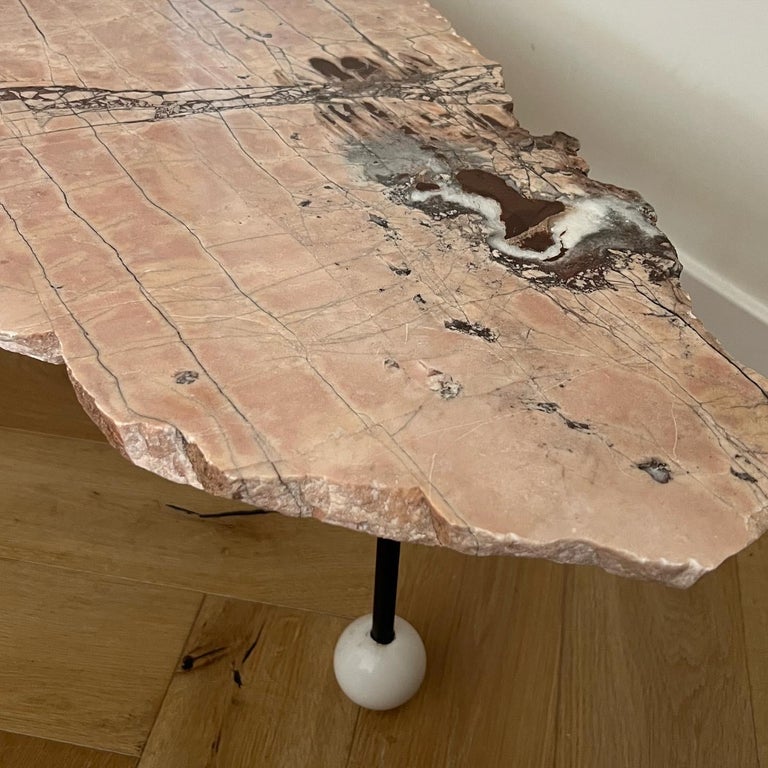 Modernist Custom Pink Marble Cocktail Table at 1stDibs
