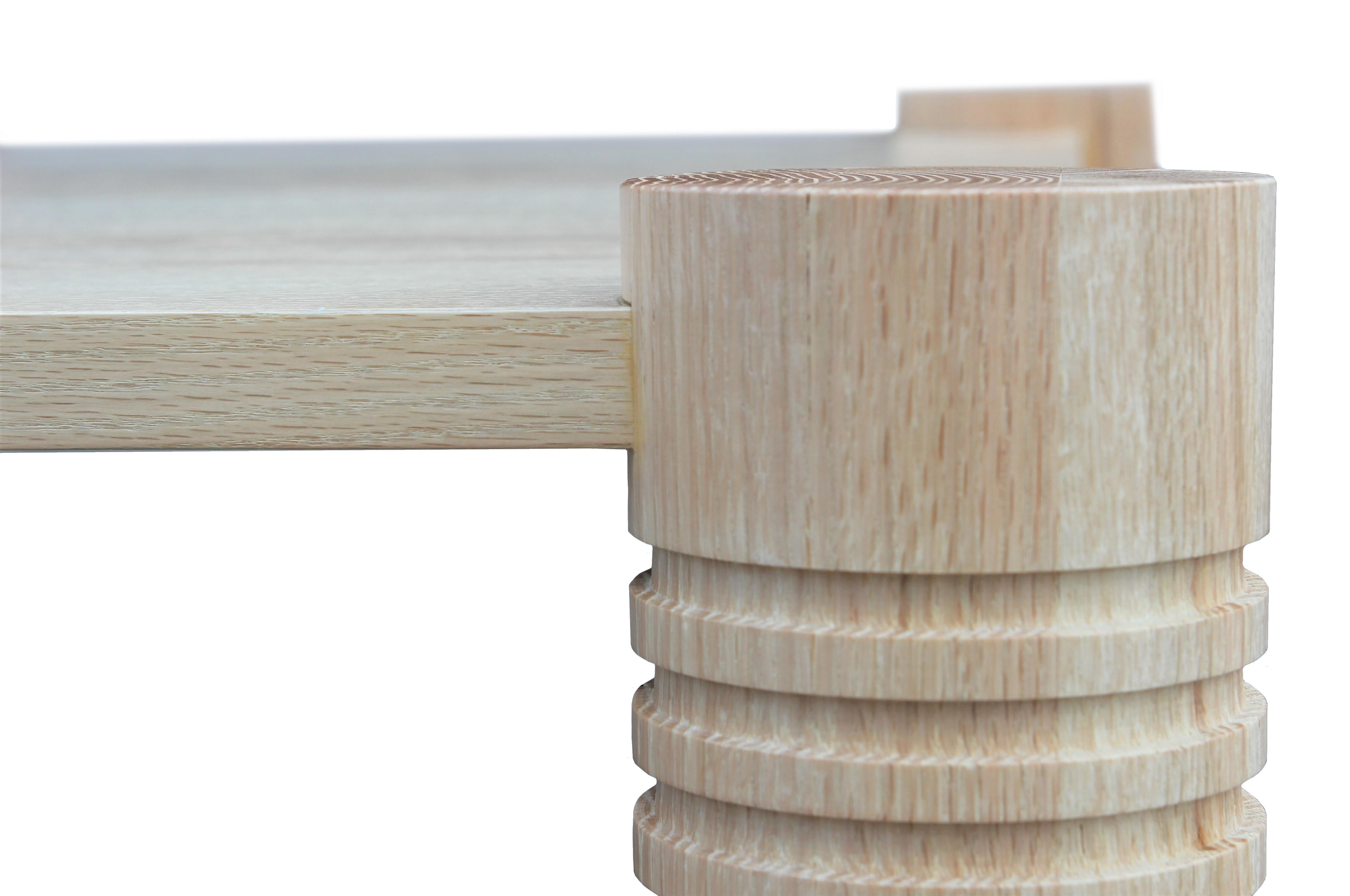 American Custom Modernist Square Coffee Table with Oak Turned Leg