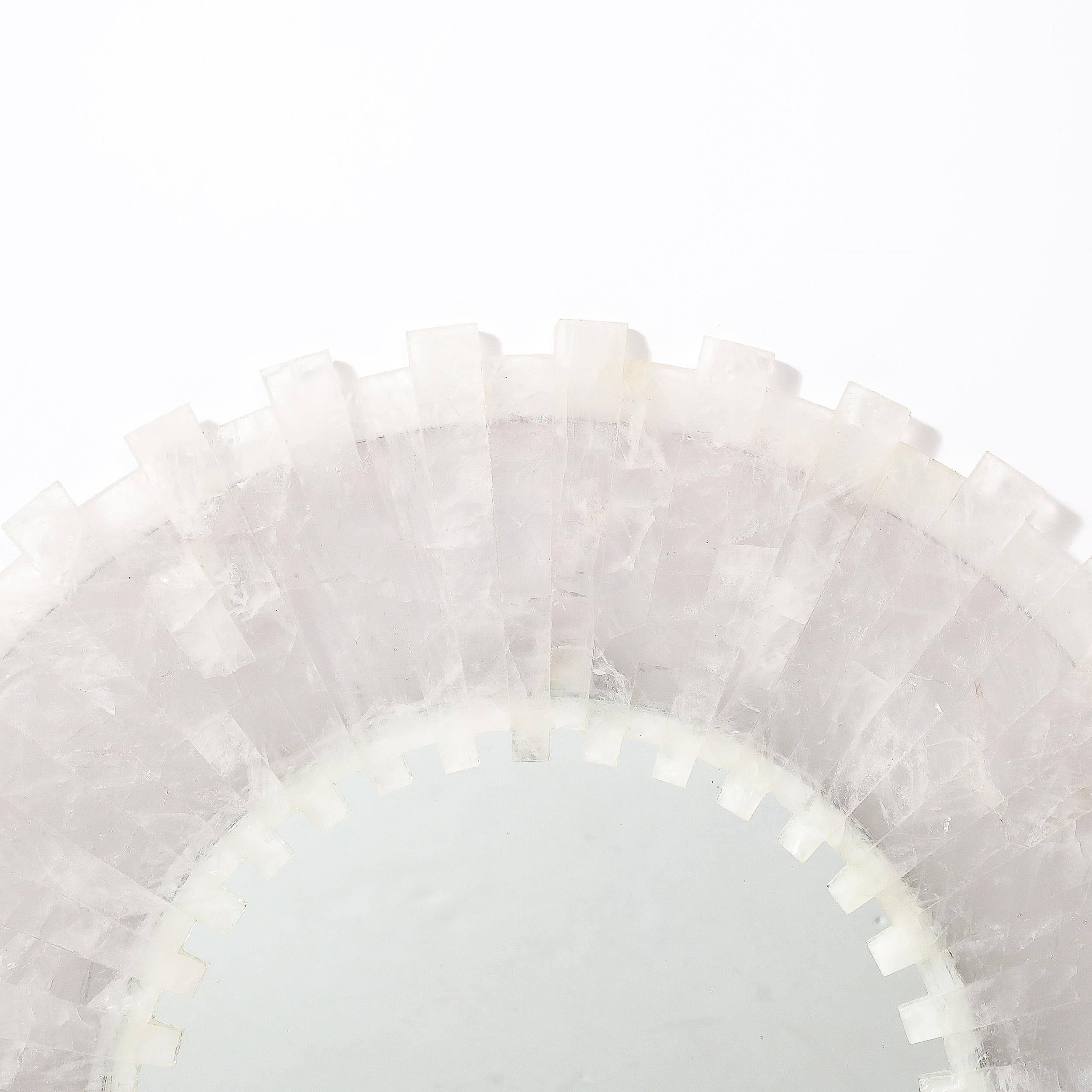 American Modernist Custom Tessellated Starburst Rock Crystal Mirror by High Style Deco For Sale