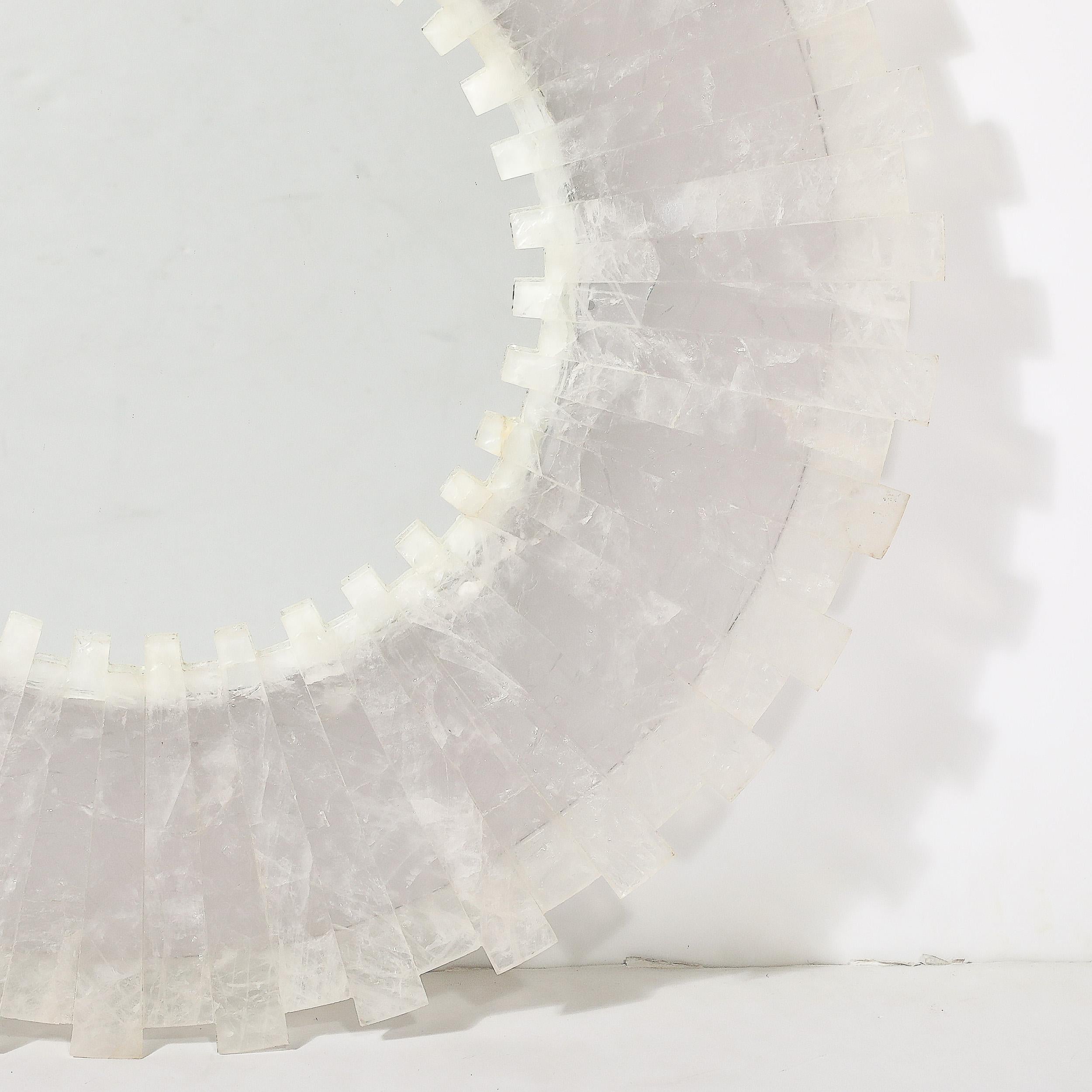 Modernist Custom Tessellated Starburst Rock Crystal Mirror by High Style Deco In New Condition For Sale In New York, NY