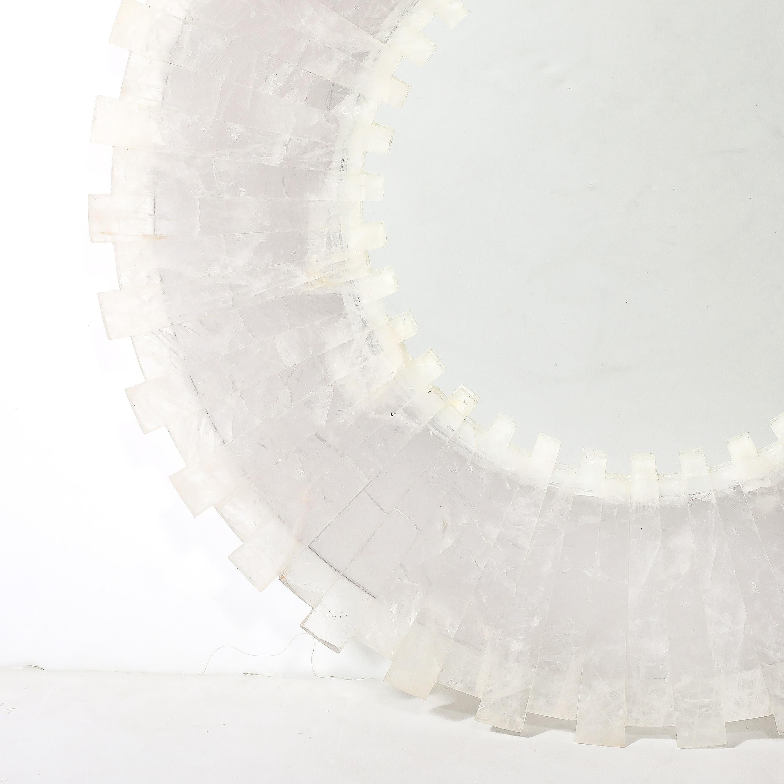 Contemporary Modernist Custom Tessellated Starburst Rock Crystal Mirror by High Style Deco For Sale