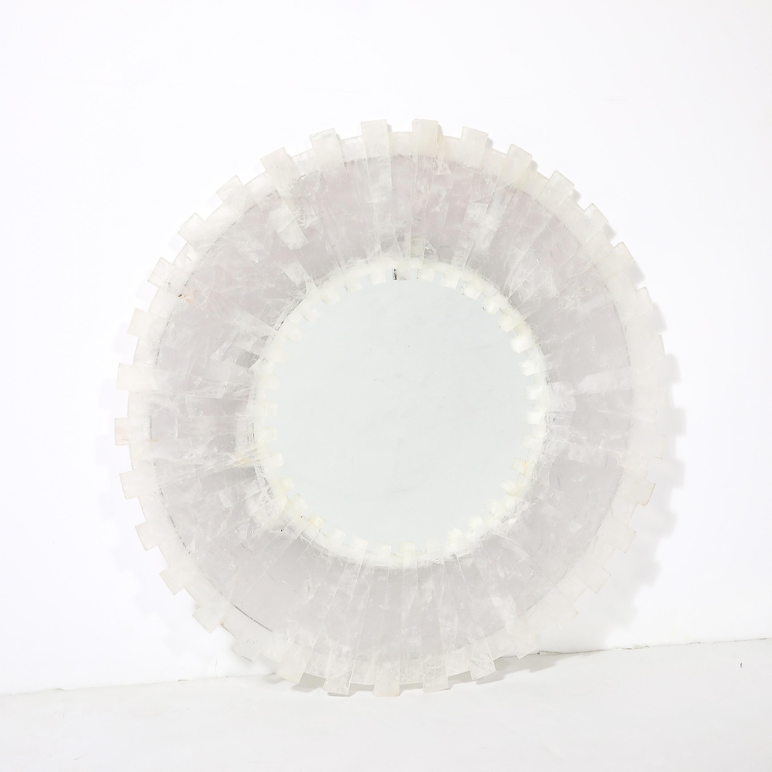 Modernist Custom Tessellated Starburst Rock Crystal Mirror by High Style Deco For Sale 1
