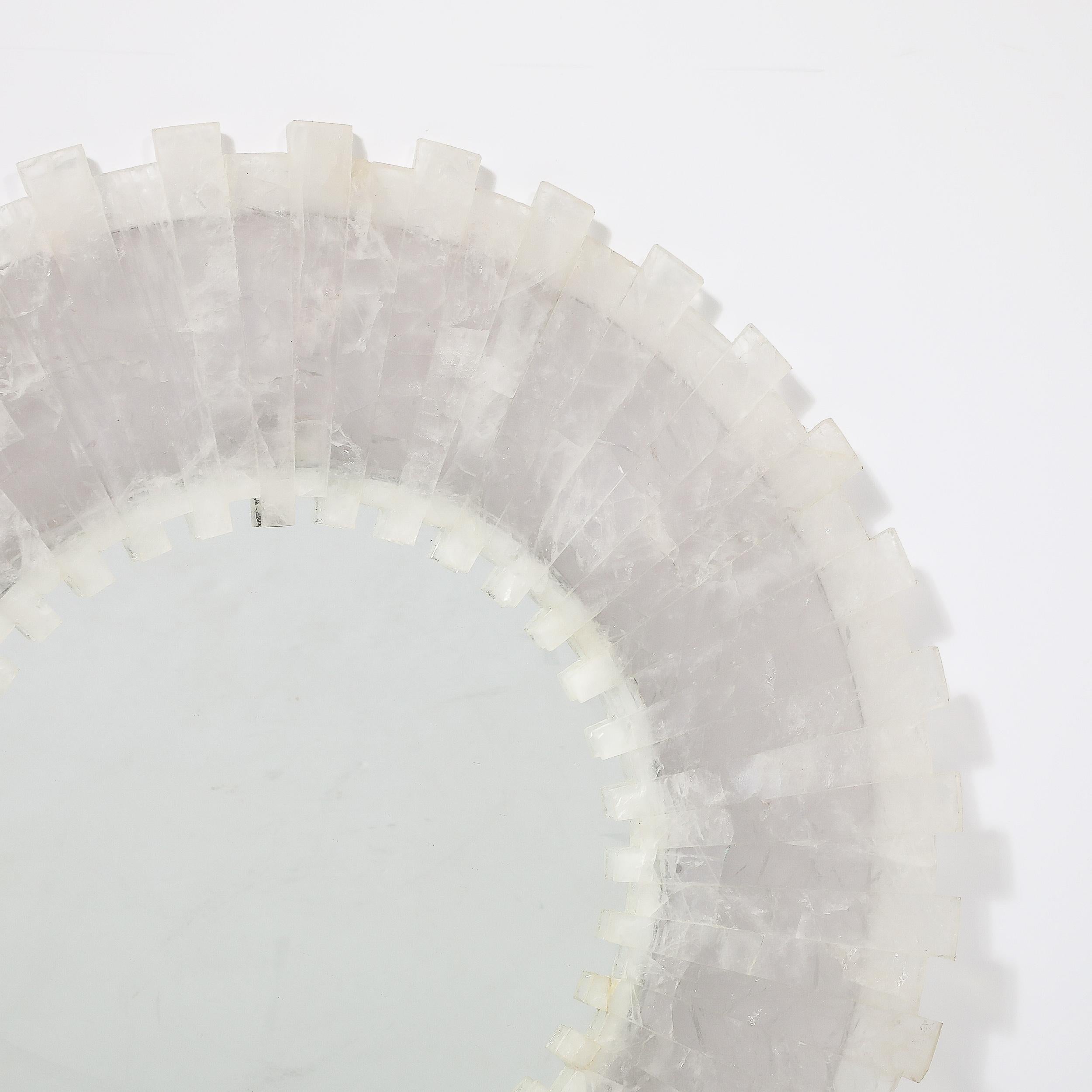 Modernist Custom Tessellated Starburst Rock Crystal Mirror by High Style Deco For Sale 3