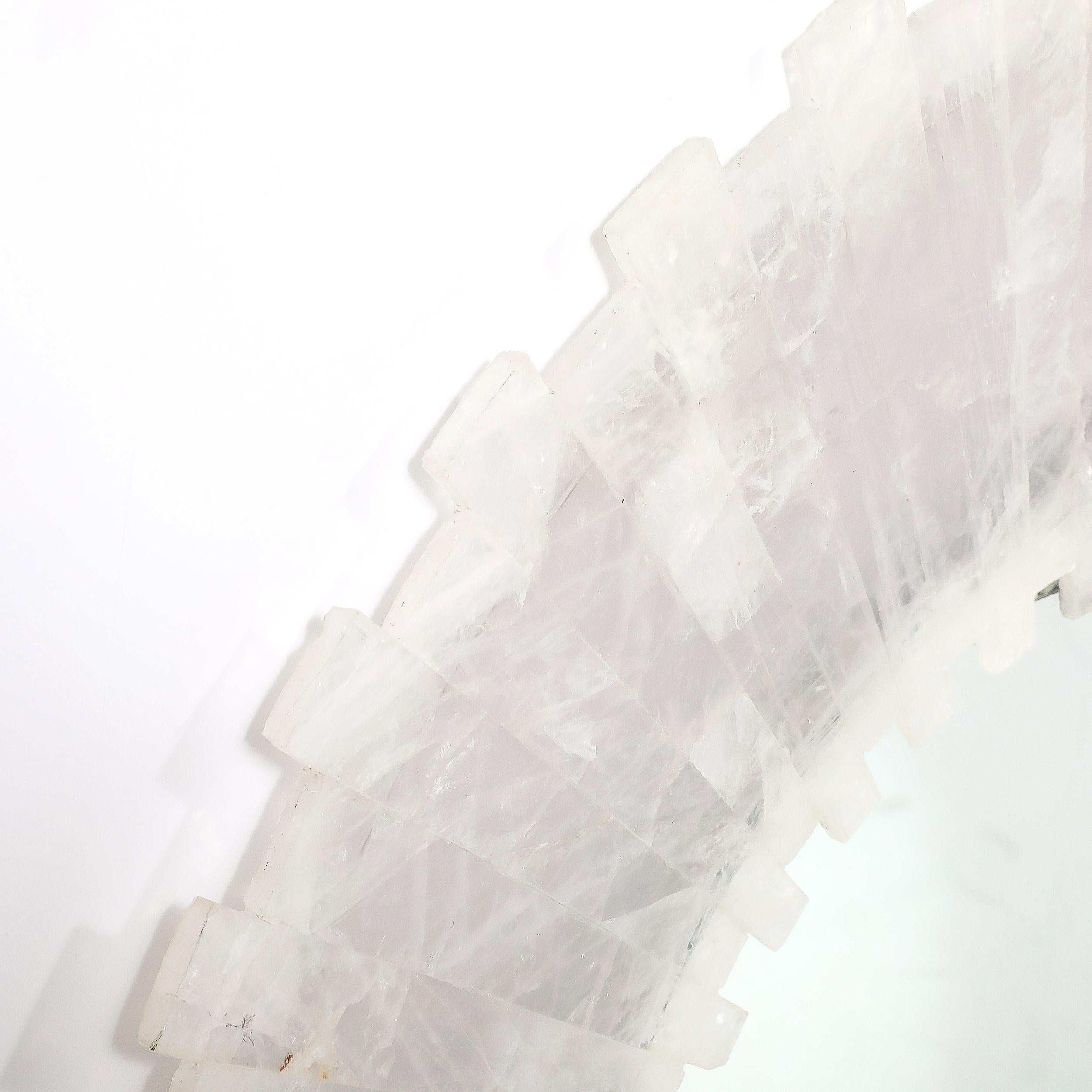 Modernist Custom Tessellated Starburst Rock Crystal Mirror by High Style Deco For Sale 4