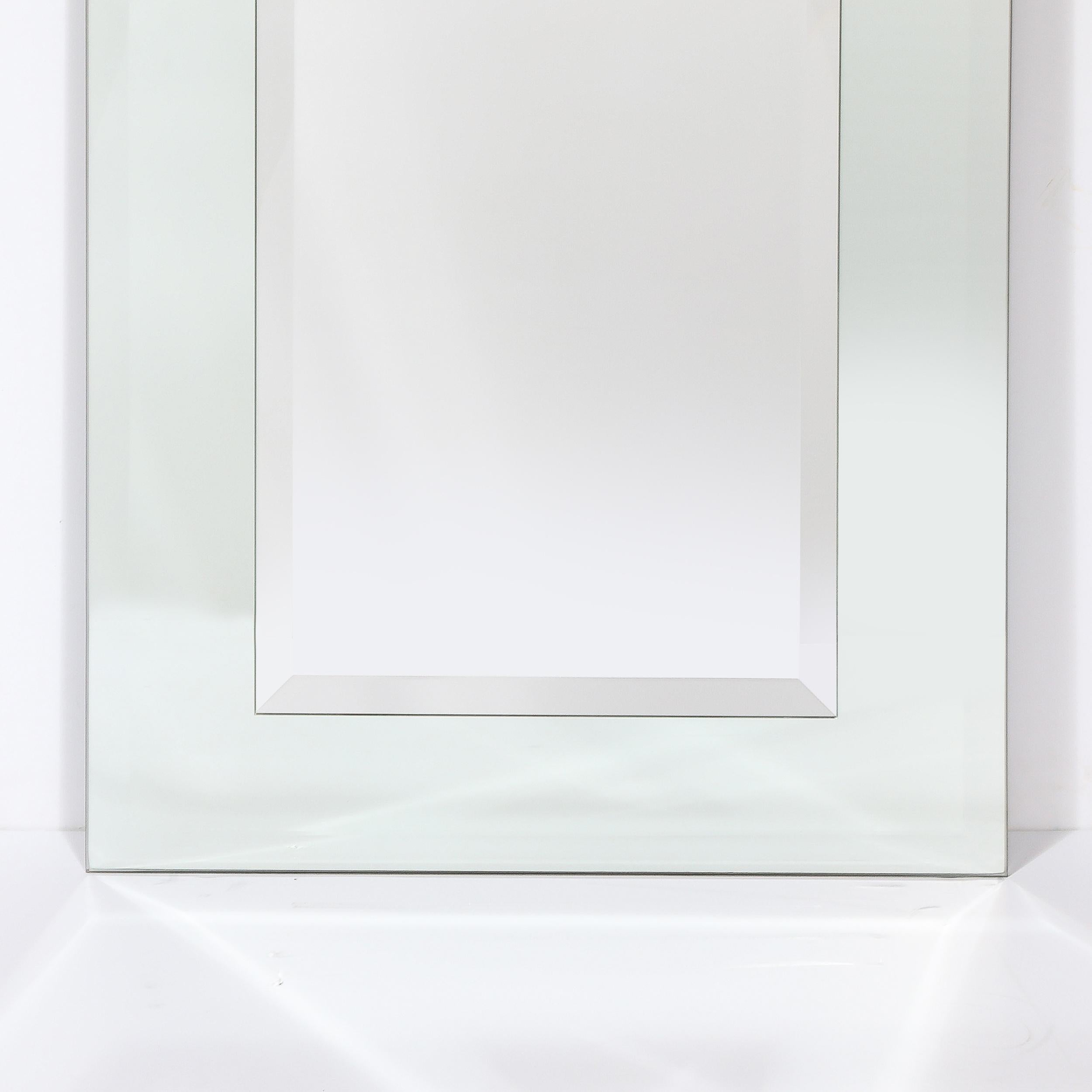 Contemporary Modernist Custom Two-Tier Rectangular Mirror w/ Beveled Detailing For Sale