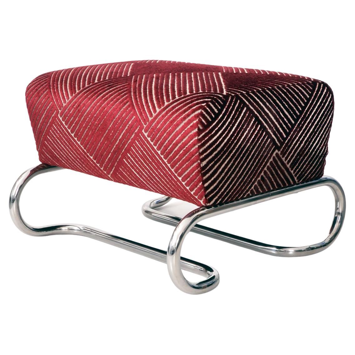 Taburete Modernista de Acero Tubular Personalizable, Tapizado en Tela / Piel