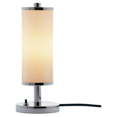 Modernist Cylindrical Table Lamp, Nikel Plated Brass, Opaline Glass, Bespoke