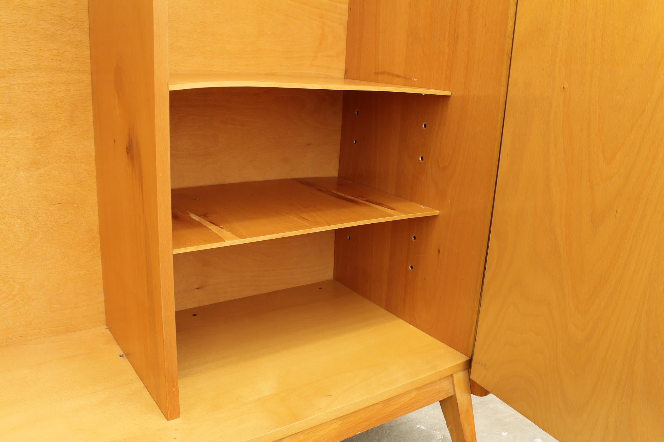 Modernist Czech Beech Wardrobe by František Jirák for Tatra, 1960s 4