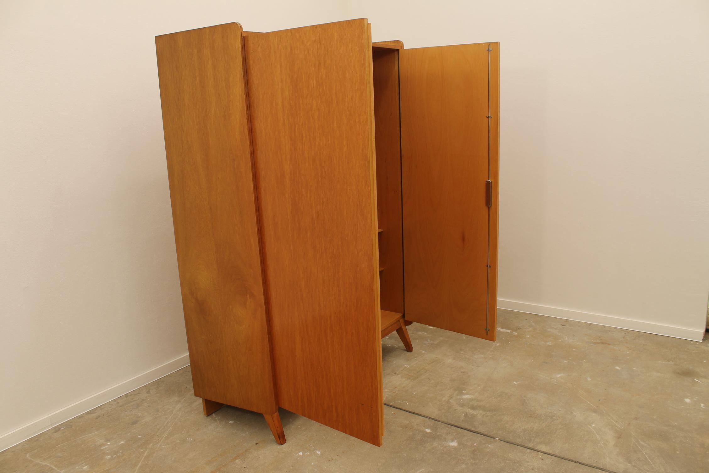 Modernist Czech Beech Wardrobe by František Jirák for Tatra, 1960s 12
