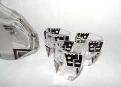 Modernist Czech Decanter Set Glass