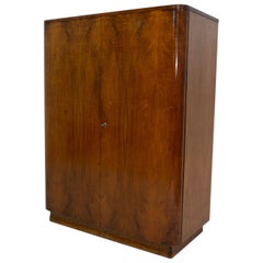 Modernist Czech Walnut Wardrobe, 1950s, Czechoslovakia