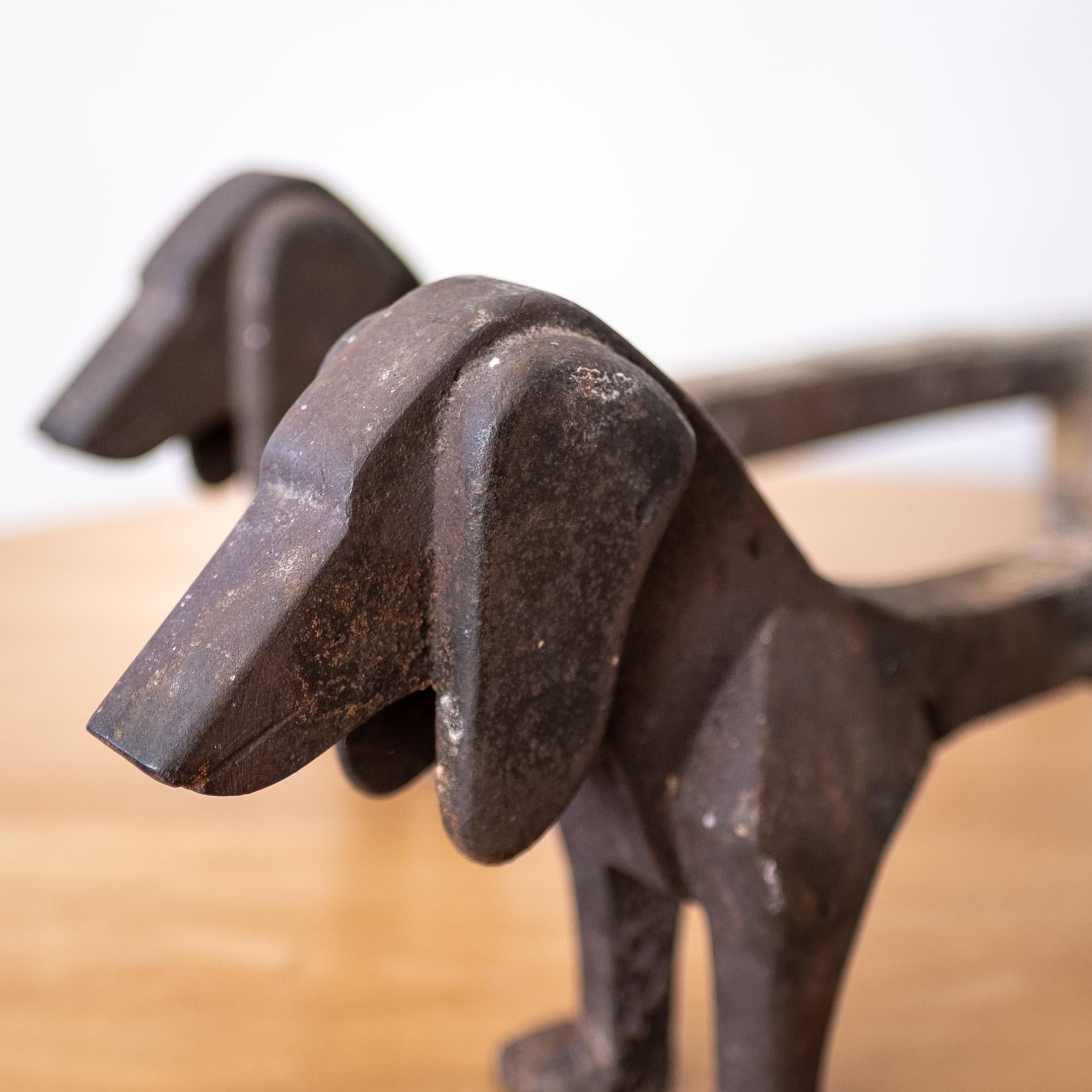 Mid-20th Century Modernist Dachshund Andirons Fire Dogs, 1940s