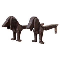 Modernist Dachshund Andirons Fire Dogs, 1940s