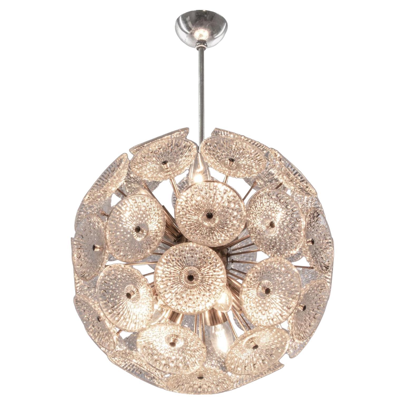 Modernist Dandelion 10-Light Sputnik Chandelier Glass & Chrome, 1960s For Sale