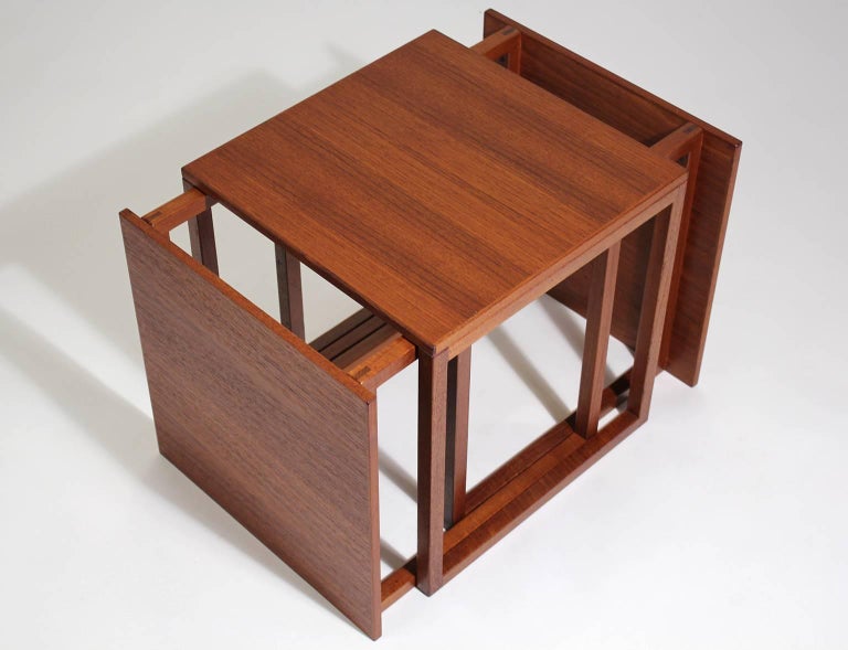 Modernist Danish Kai Kristiansen Teak Wood Modular Nesting Tables 1