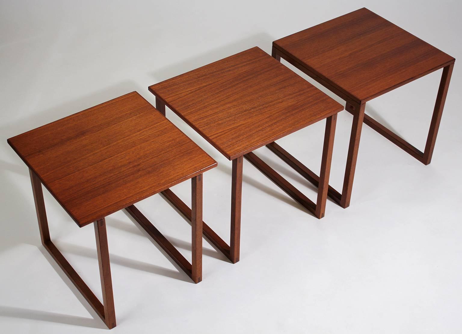 Modernist Danish Kai Kristiansen Teak Wood Modular Nesting Tables 2