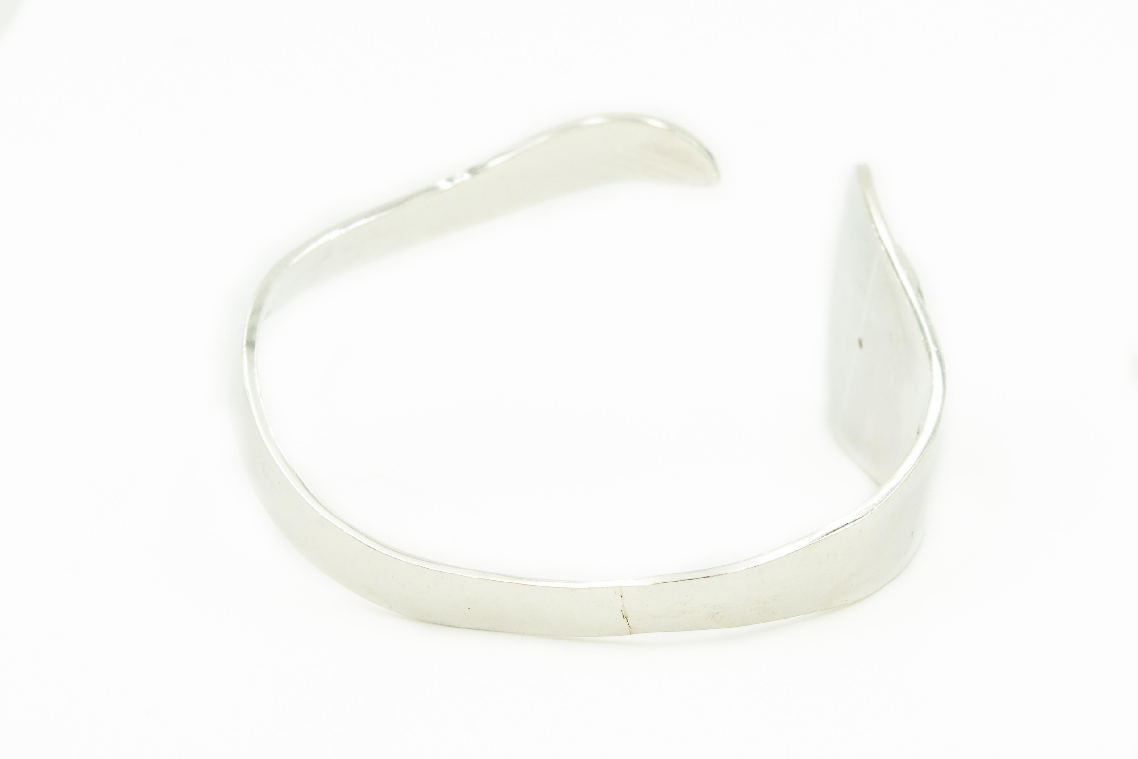 Modernist Danish Onyx Sterling Silver Bracelet by A. Mik and Earrings by NE  From
