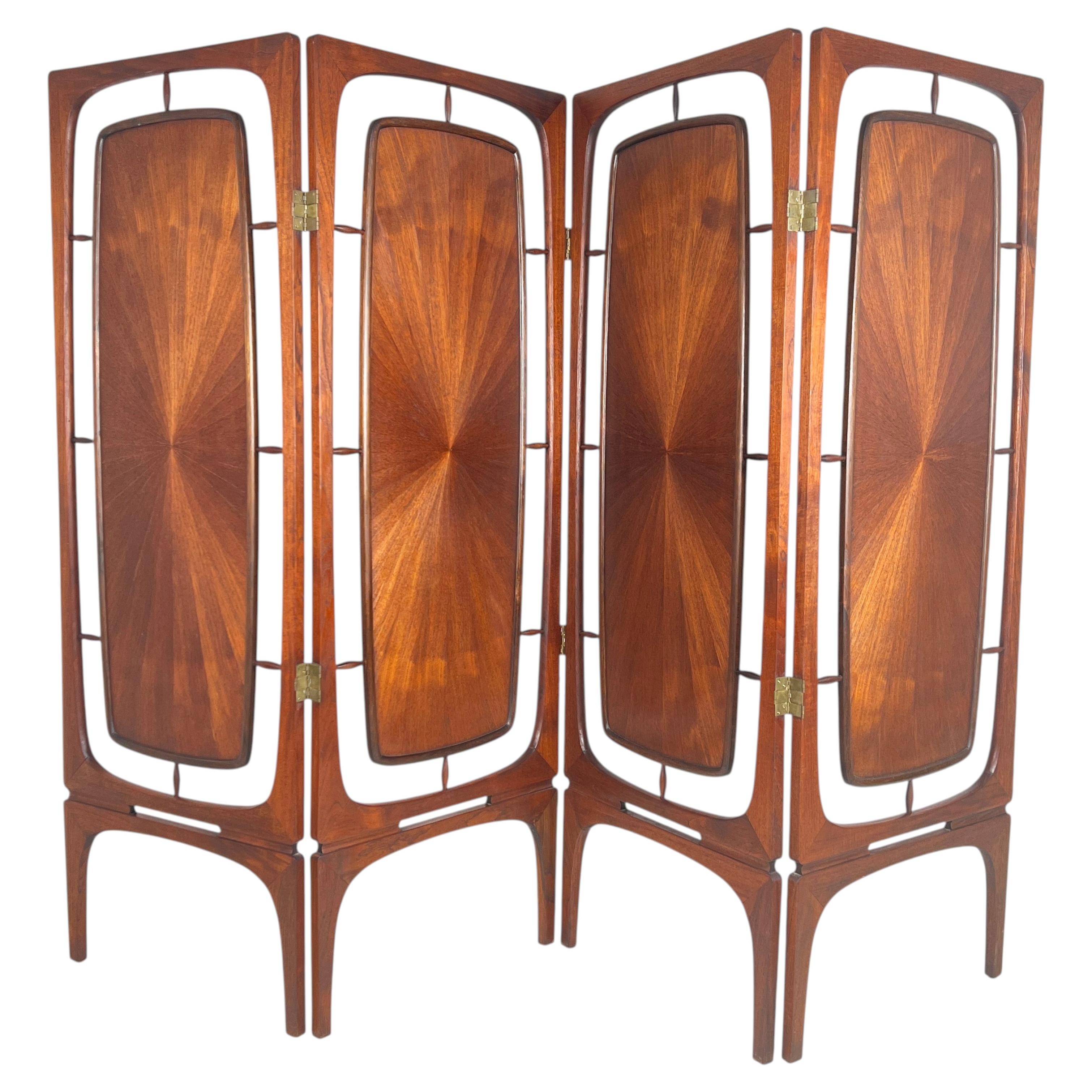 Modernistischer dänischer Raumteiler aus Teakholz mit vier Paneelen / Paravent, um 1960