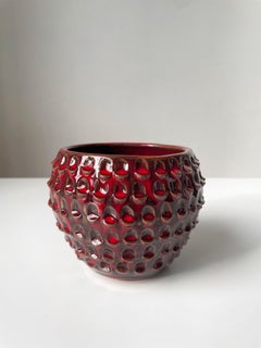 Modernist Dark Red Wave Decor Bowl, 1960s