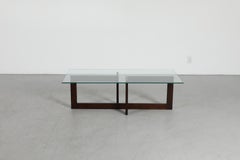 Modernist Dark-Stained Oak and Plate Glass Coffee Table