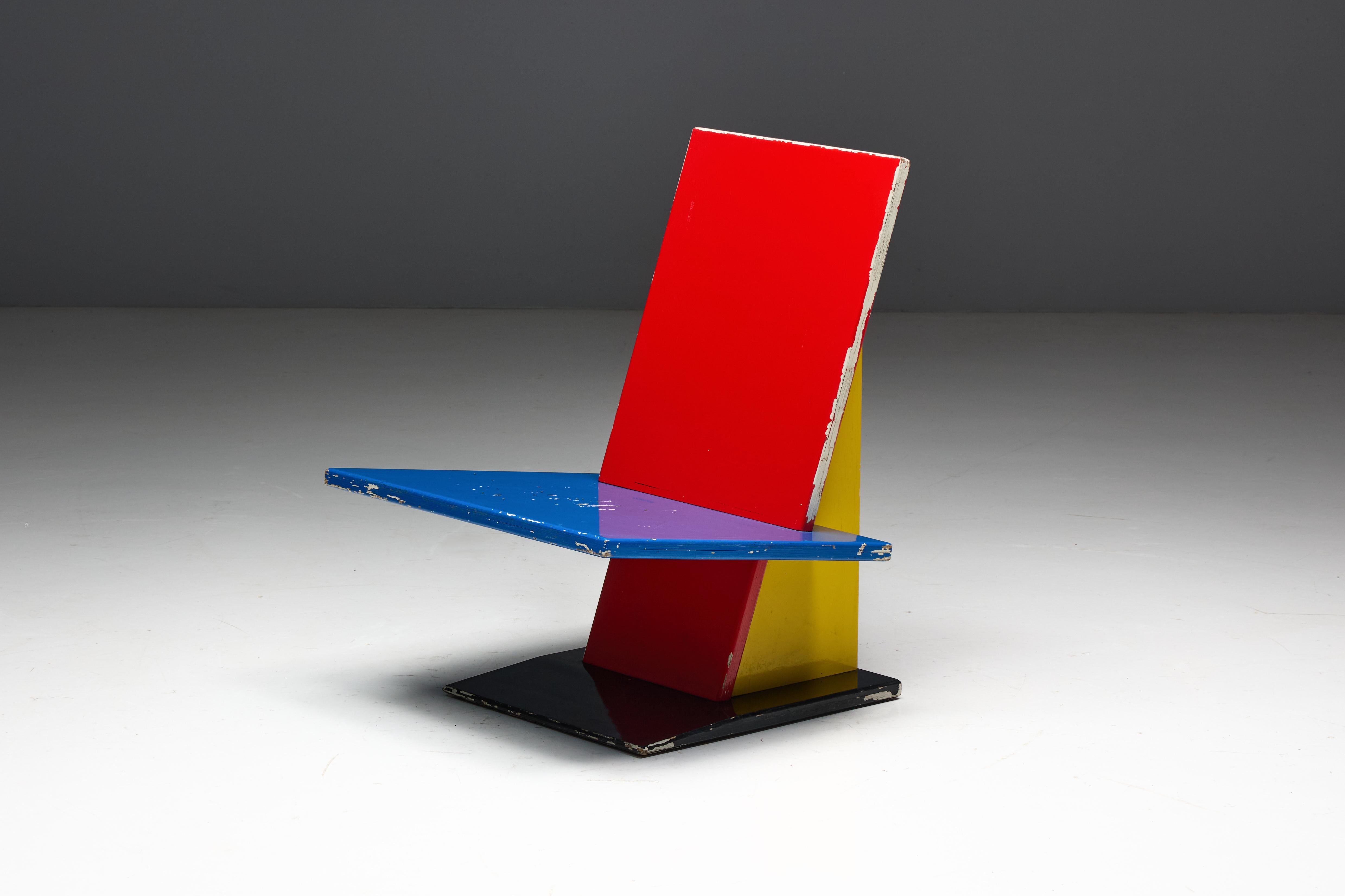 Sedia da salotto modernista ispirata a De Stijl, Paesi Bassi, anni '60 5