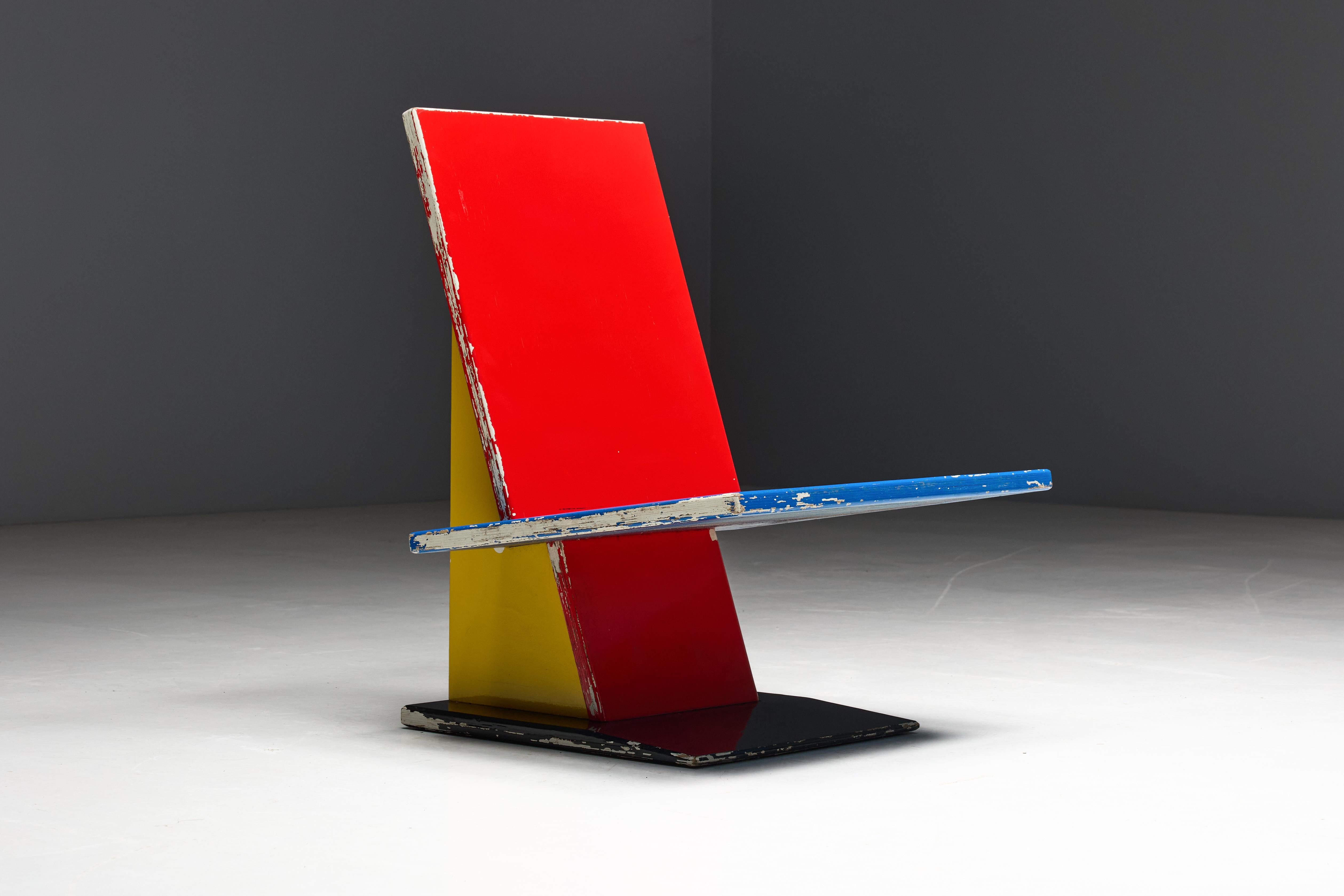 Sedia da salotto modernista ispirata a De Stijl, Paesi Bassi, anni '60 9