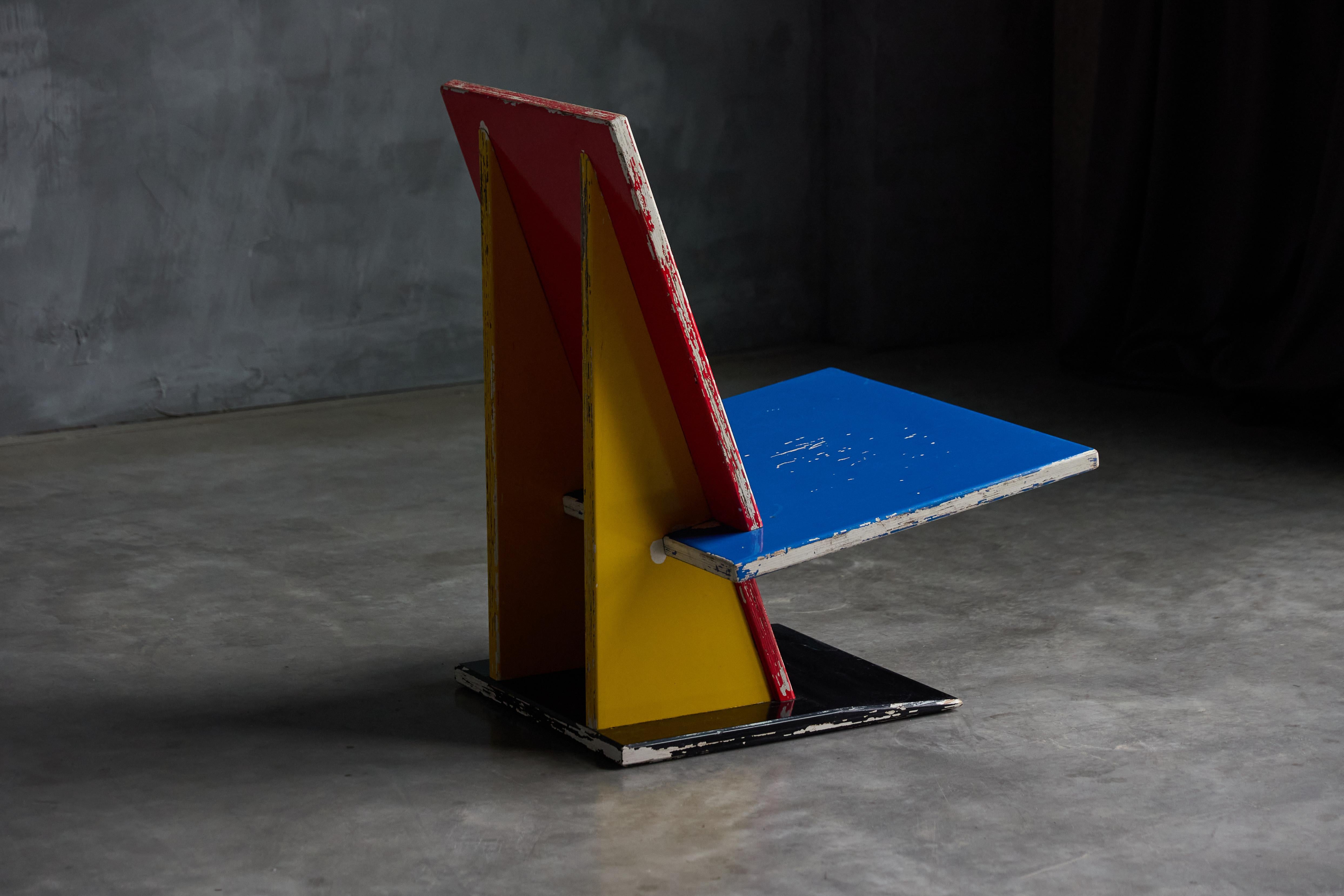 Metà XX secolo Sedia da salotto modernista ispirata a De Stijl, Paesi Bassi, anni '60